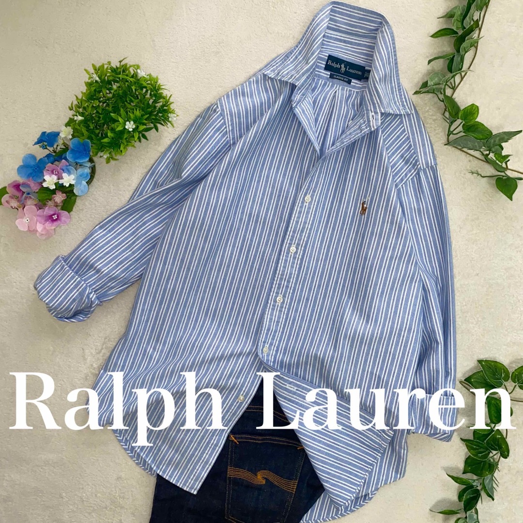 POLO RALPH LAUREN(ポロラルフローレン)のRalph Lauren 未使用に近い美品　ストライプ　XL位長袖シャツ　羽織り レディースのトップス(シャツ/ブラウス(長袖/七分))の商品写真