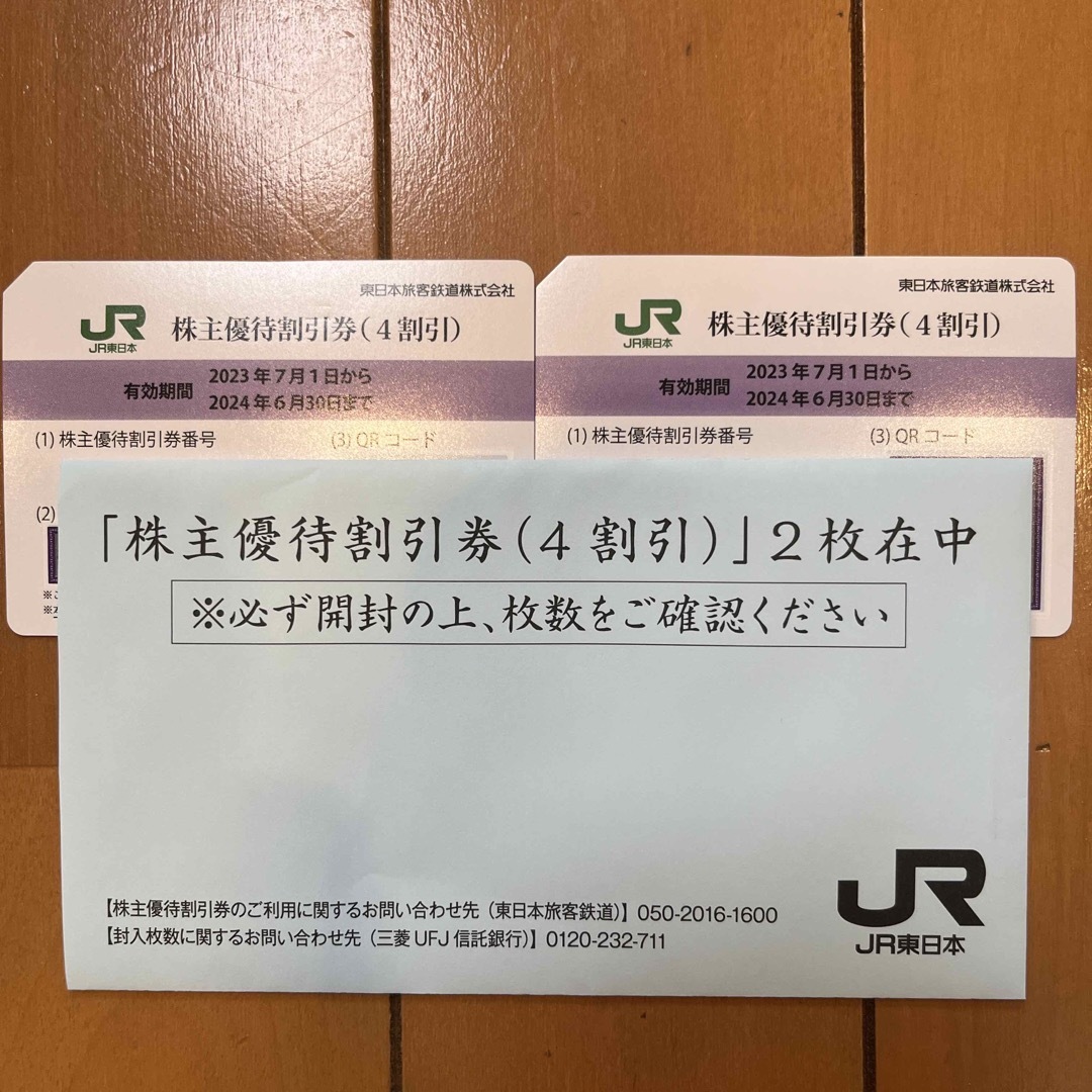 JR(ジェイアール)のJR東日本　株主優待割引券　4割引　2枚 チケットの優待券/割引券(その他)の商品写真