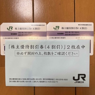 ジェイアール(JR)のJR東日本　株主優待割引券　4割引　2枚(その他)