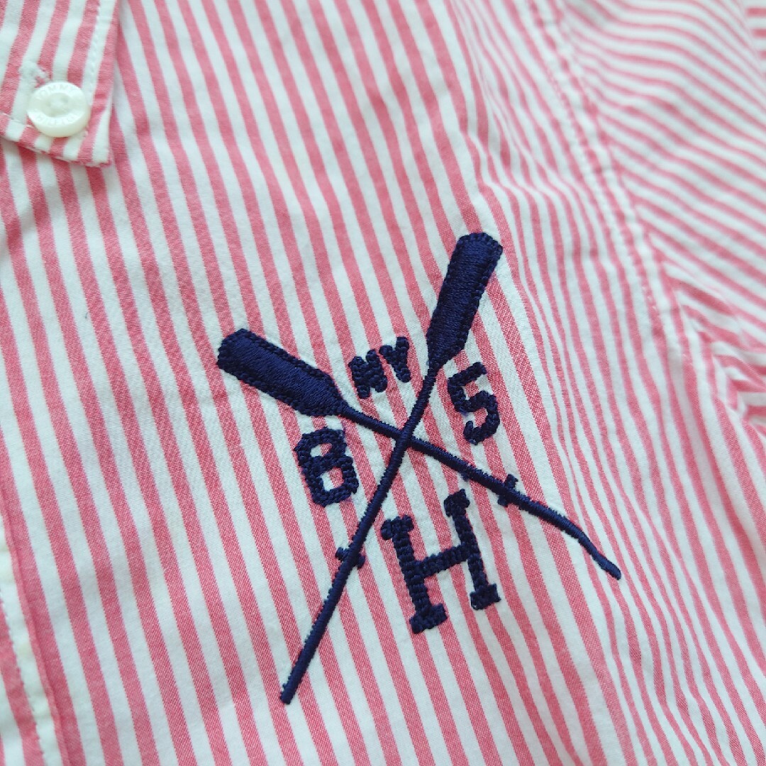 【未使用・タグ付き】トミーヒルフィガー　開襟シャツ　半袖　ストライプ　白　赤