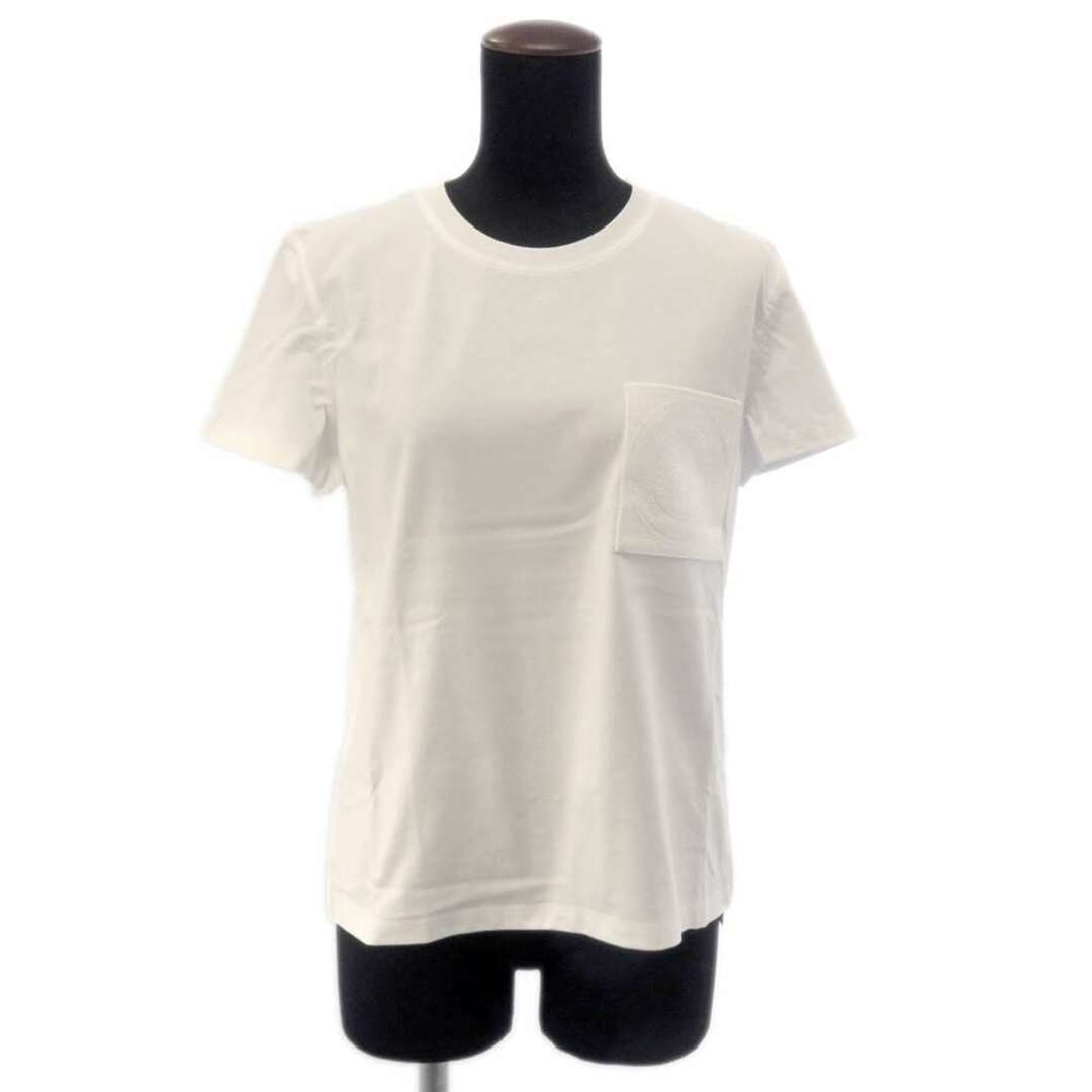 エルメス Tシャツ 刺繍ポケット付き ストレート コットン レディースサイズ38 HERMES トップス 白