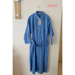 ザラ(ZARA)のZARA シャツワンピース ステンカラー ベルト付(ひざ丈ワンピース)