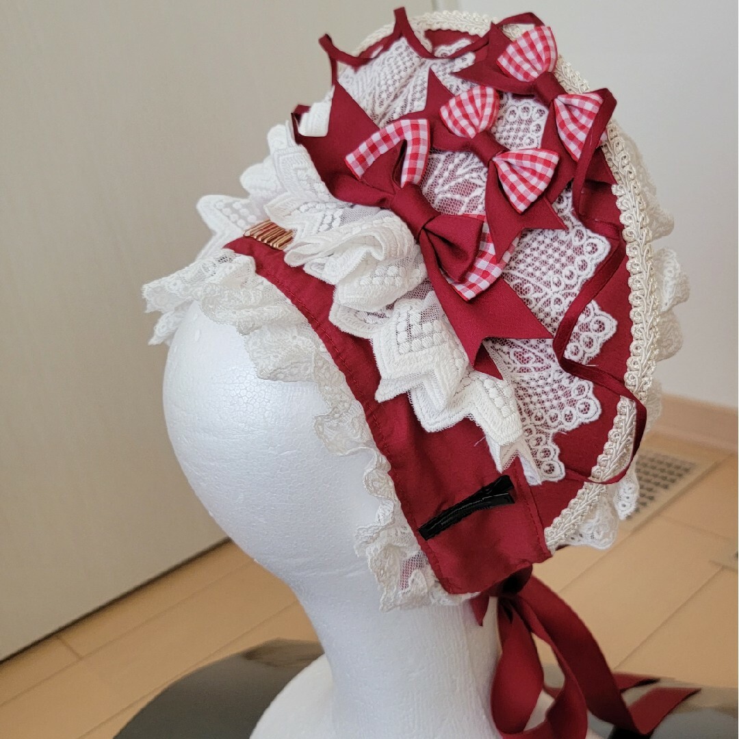 ヘッドドレス 赤 ハンドメイドのウェディング(ヘッドドレス/ドレス)の商品写真