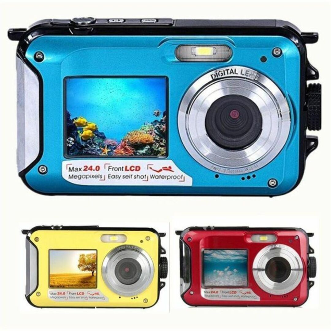 キッズカメラ 子供用 デジタルカメラ 防水 デジカメ 1080P 　ブルー