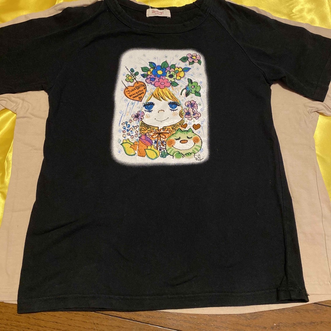 水森亜土　Tシャツ　黒系　M レディースのトップス(Tシャツ(半袖/袖なし))の商品写真