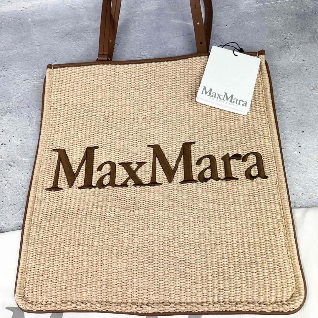 新品100%本物 MAXMARA ストロー トート バッグ マックスマーラ