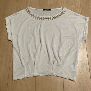 ワンウェイ(one*way)のワンウェイoneway襟元ビジューパールデコルテTシャツサロペットオーバーオール(Tシャツ(半袖/袖なし))