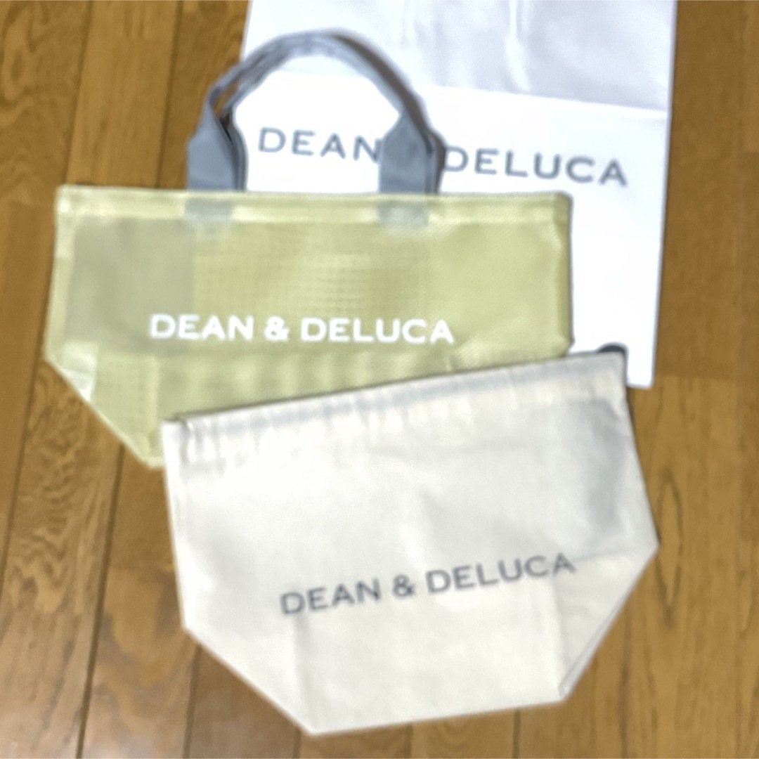 DEAN&DELUCAメッシュトートバッグSシトラスイエローとロゴ入り巾着