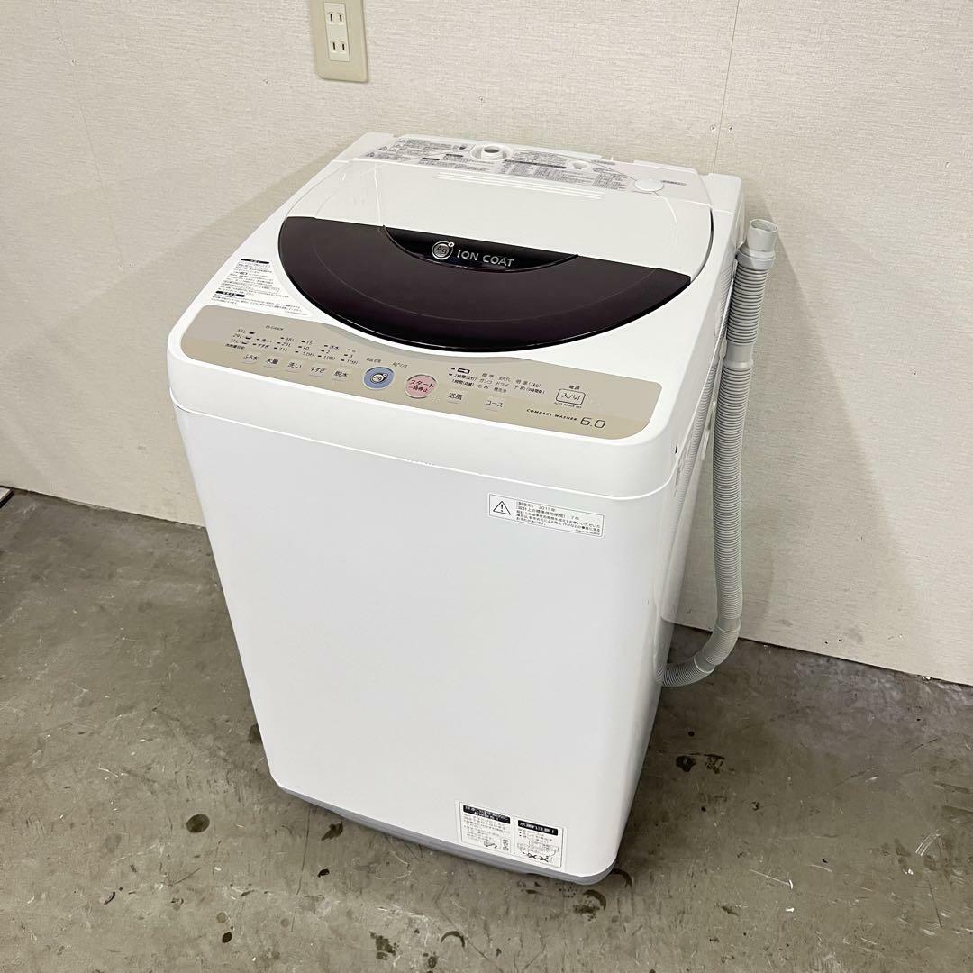 H12974一人暮らし洗濯機SHARPES-GE60K-T2011年製6.0kg 1