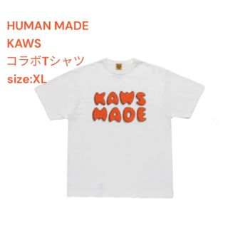 ヒューマンメイド(HUMAN MADE)の【最安値】kaws human made tシャツ 白 XL(Tシャツ/カットソー(半袖/袖なし))