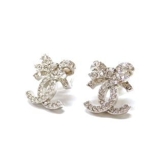 代引き手数料無料 シャネルピアス CHANELCCロゴ リボンピアス シルバー