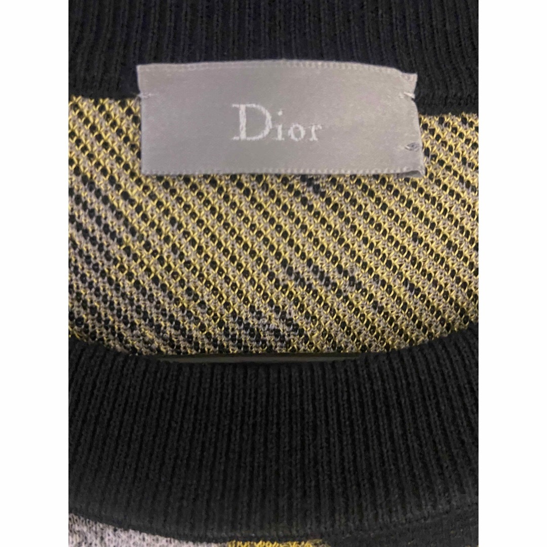 Christian Dior クリスチャン ディオール ロゴジャガードボーダーニットTシャツ ブラック サイズ:L