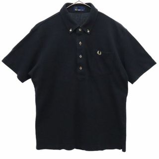 フレッドペリー(FRED PERRY)のフレッドペリー 刺繍 半袖 ポロシャツ XL ブラック FRED PERRY 鹿の子地 ロゴ メンズ 【中古】  【230702】(ポロシャツ)