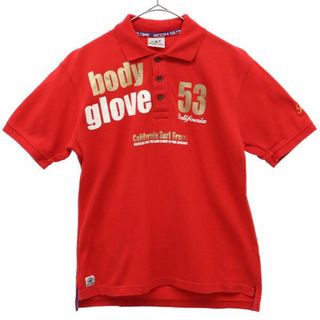 ボディーグローヴ(Body Glove)のボディグローブ プリント 半袖 ポロシャツ M レッド Body Glove 鹿の子地 メンズ 【中古】  【230702】(ポロシャツ)