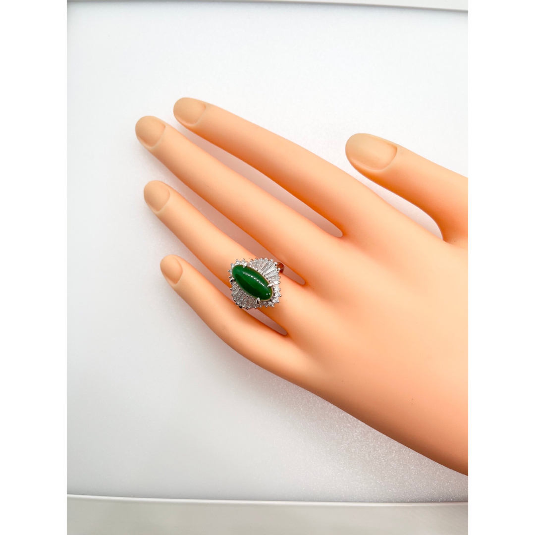 Ｔキラキラshop 天然翡翠　ジェード　ダイヤ　リング　極上 レディースのアクセサリー(リング(指輪))の商品写真