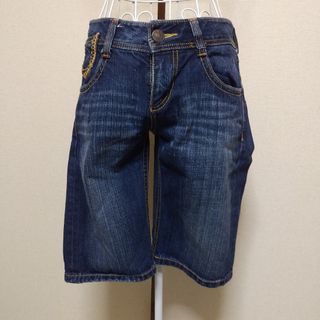 新品未使用　デニムハーフパンツ　Mサイズ  ブルー(ハーフパンツ)