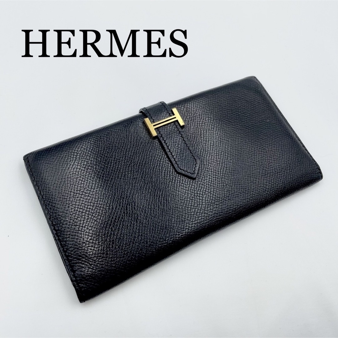 HERMES エルメス べアン ブラック エプソン ゴールド金具 E刻印