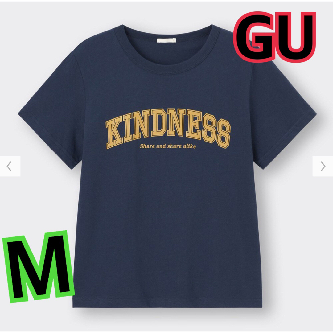 GU(ジーユー)のGU★グラフィックTシャツ★半袖★ネイビー★ロゴT★カレッジロゴ★M レディースのトップス(Tシャツ(半袖/袖なし))の商品写真