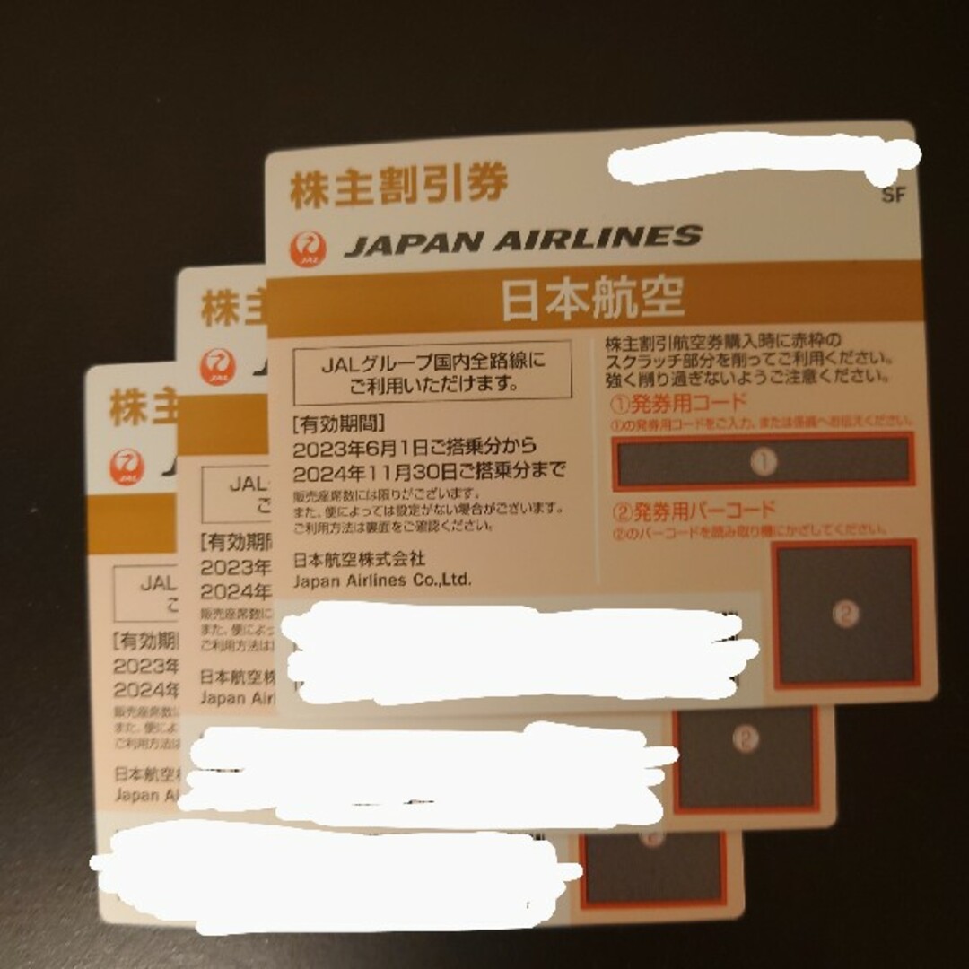 日本航空　ＪＡＬ 株主優待　3枚乗車券/交通券