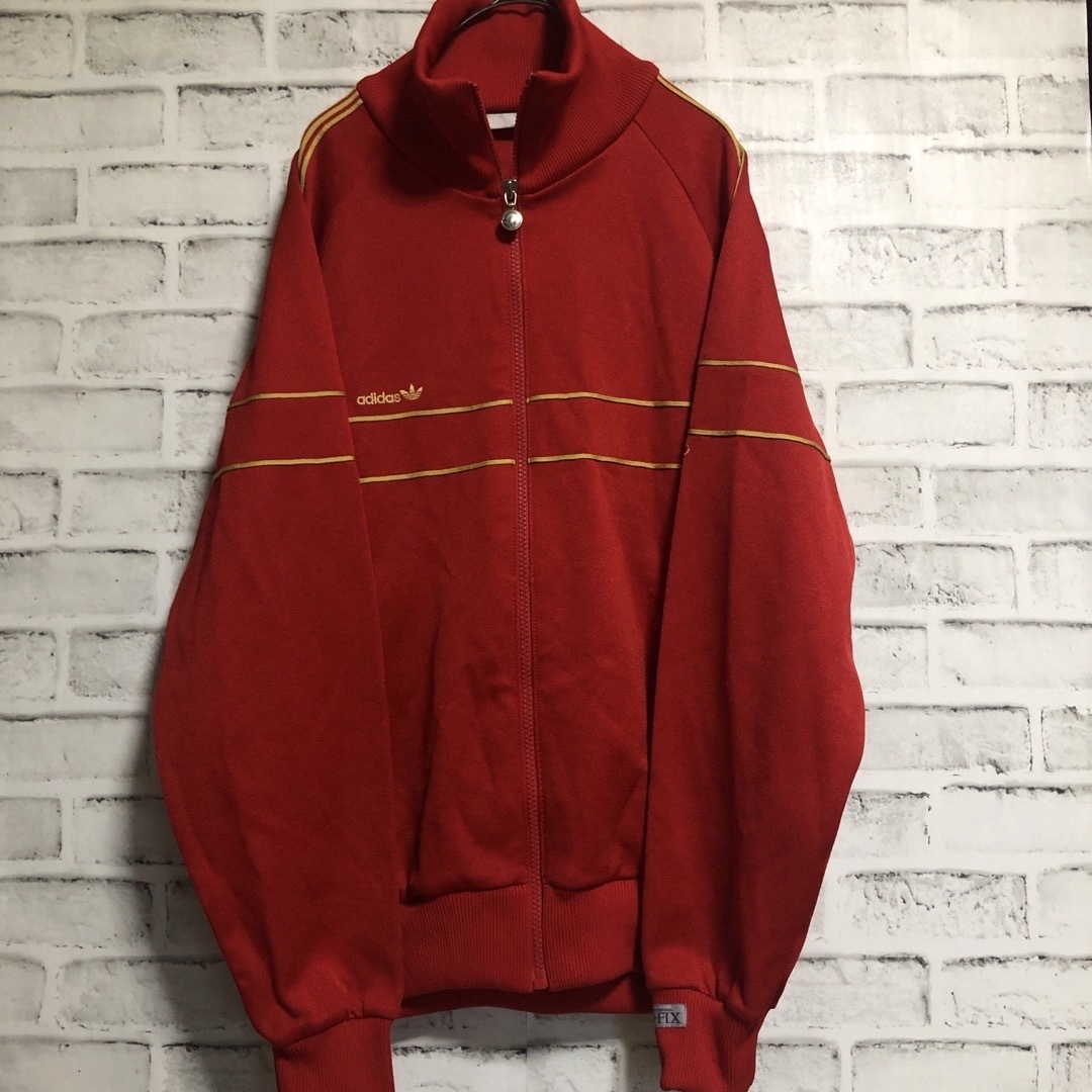 70s⭐️adidas トラックジャケット L TECHNO 刺繍トレファイル 赤