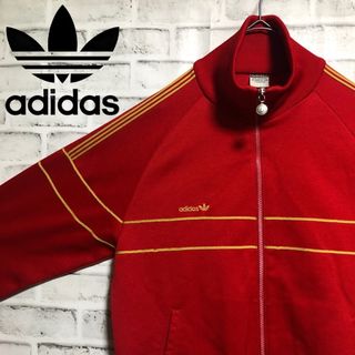 アディダス(adidas)の70s⭐️adidas トラックジャケット L TECHNO 刺繍トレファイル赤(ジャージ)