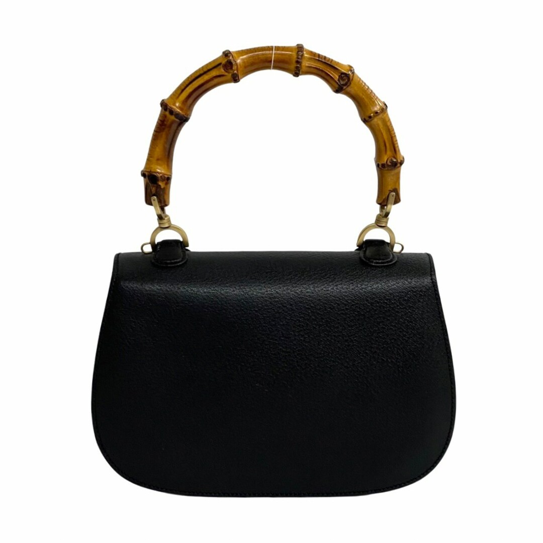 ほぼ未使用 GUCCI グッチ オールドグッチ ヴィンテージ バンブー レザー 本革 ターンロック ハンドバッグ ミニ トートバッグ 黒 30478