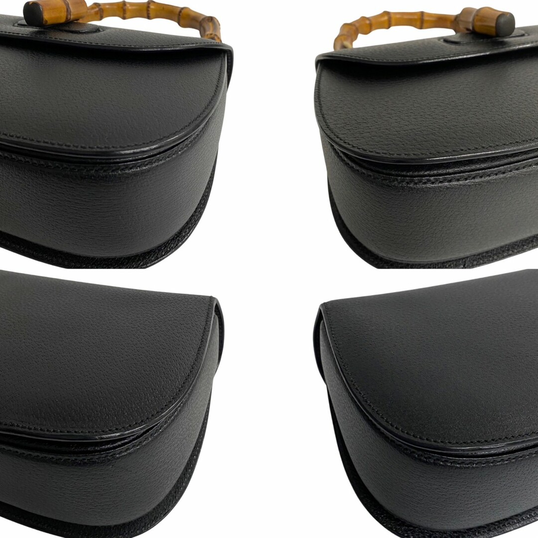 ほぼ未使用 GUCCI グッチ オールドグッチ ヴィンテージ バンブー レザー 本革 ターンロック ハンドバッグ ミニ トートバッグ 黒 30478