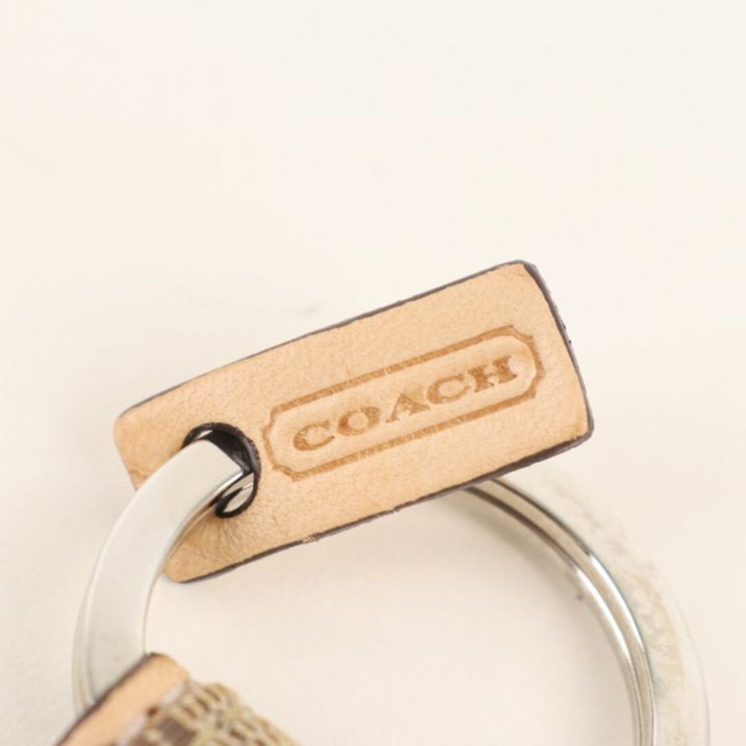 COACH(コーチ)のコーチ キーリング シグネチャー キャンバス/レザー キーホルダー ブランド 小物 レディース ベージュ COACH レディースのファッション小物(キーホルダー)の商品写真