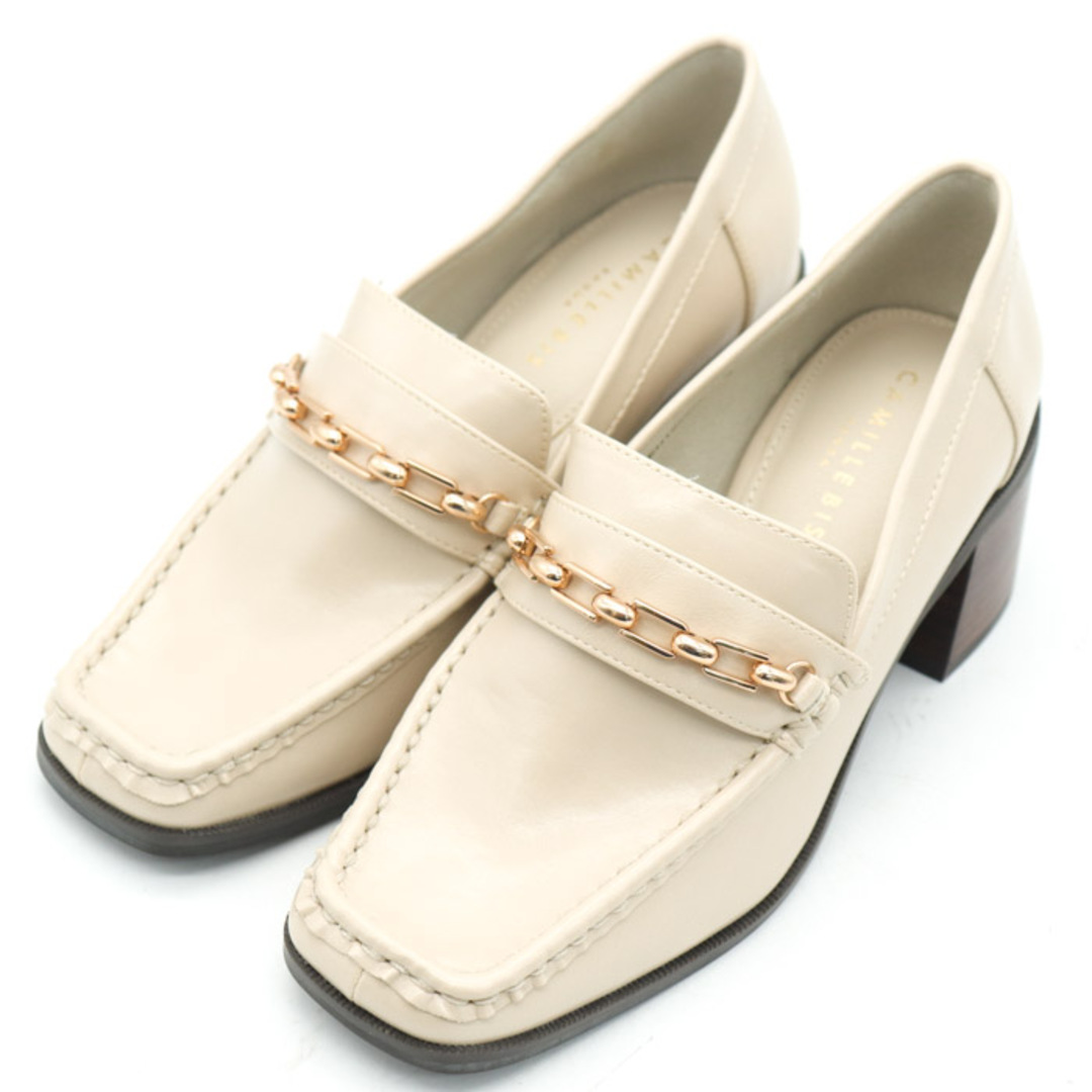ランダ ローファーパンプス 未使用 スクエアトゥ チャンキーヒール ブランド シューズ 靴 レディース Sサイズ ベージュ RANDA レディースの靴/シューズ(ハイヒール/パンプス)の商品写真