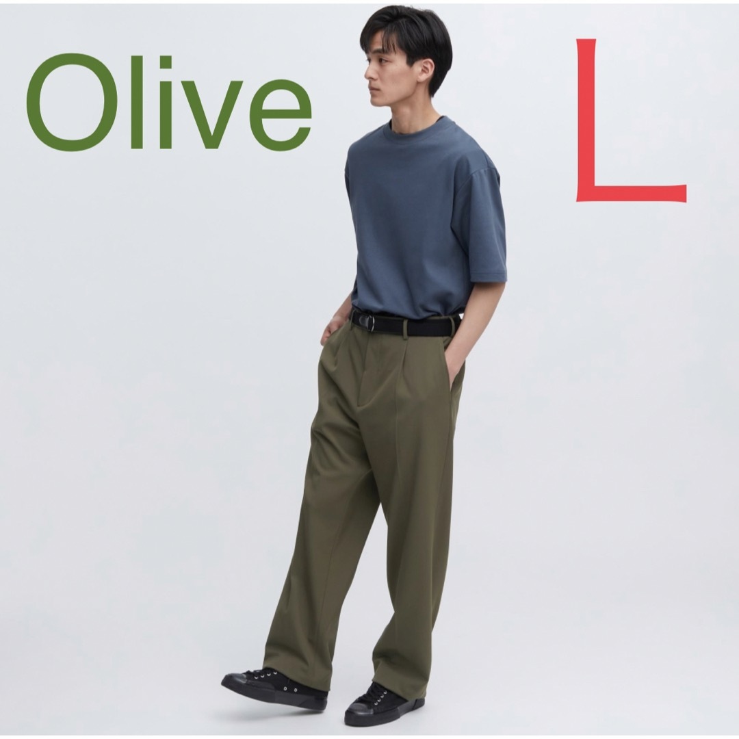 UNIQLO 【新品未使用】タックワイドパンツ Oliveの通販 by ボス@断捨離(メルカリ)'s shop｜ユニクロならラクマ