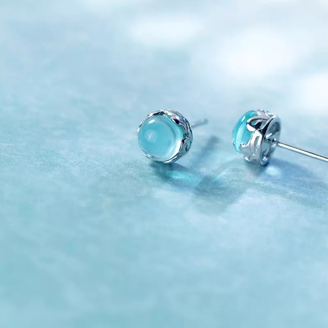 R170 ピアス アクアマリン クウォーツ 水晶 シンプル シルバー 天然石