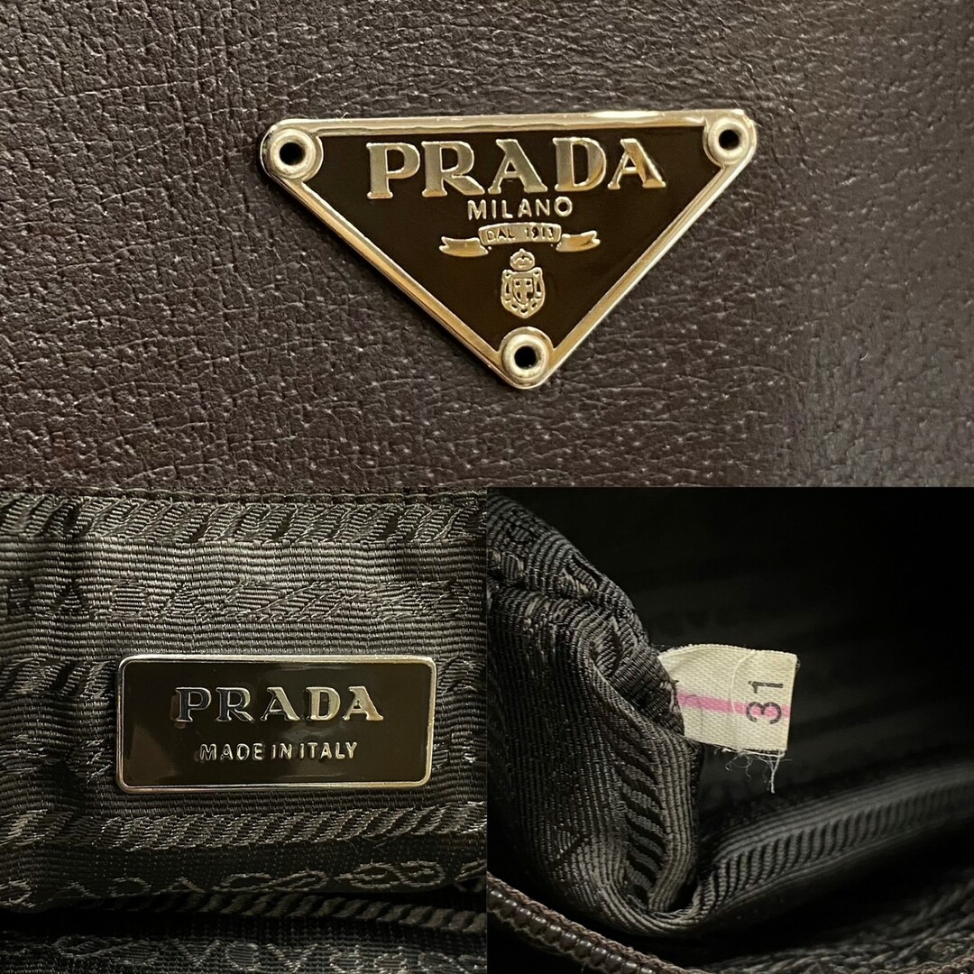 PRADA - 極 美品 希少品 PRADA プラダ 三角ロゴ 金具 レザー 本革