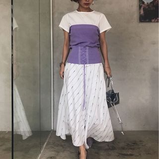 アメリヴィンテージ(Ameri VINTAGE)のameri 　LOGO SHIRT SKIRT(ロングスカート)