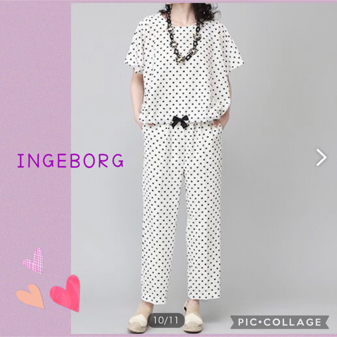 レディースINGEBORG  インゲボルグ サッカードットPt セミワイドパンツ