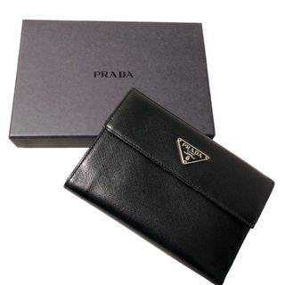 プラダ(PRADA)のPRADA プラダ 三つ折り財布 ポートフォリオ サフィアーノレザー ブラック(財布)