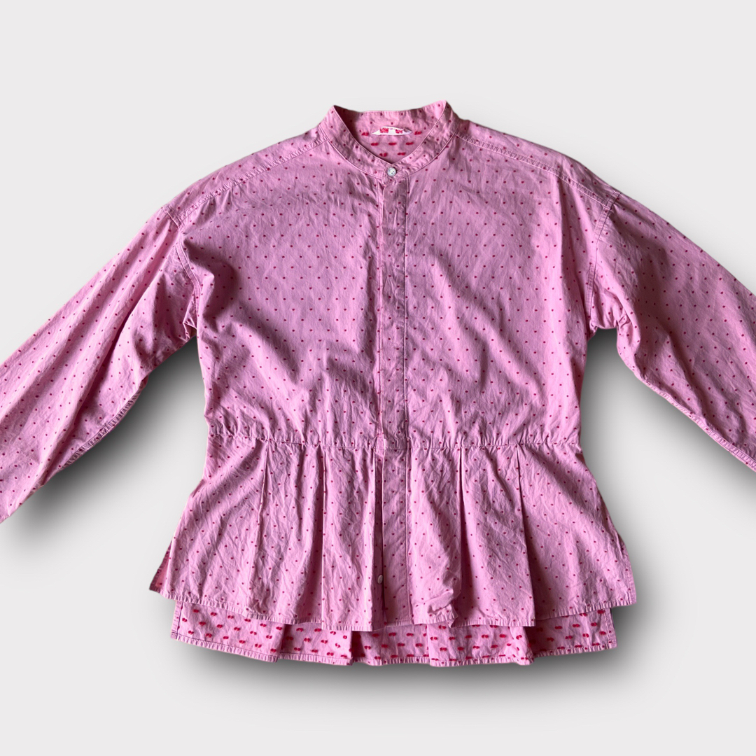 HAVERSACK(ハバーサック)のhaversack ハバーサック シャツブラウス ノーカラーシャツ ピンク レディースのトップス(シャツ/ブラウス(長袖/七分))の商品写真