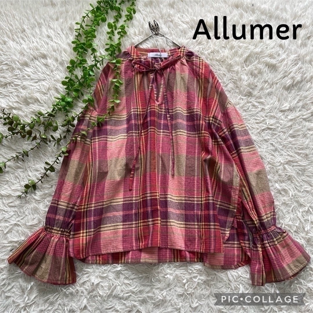 Allumer - ☆専用☆ Allumer マドラスチェックギャザーブラウス プル ...