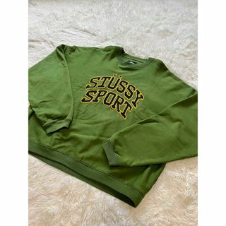 STUSSY ステューシー　プリントスウェット　XL グリーン系