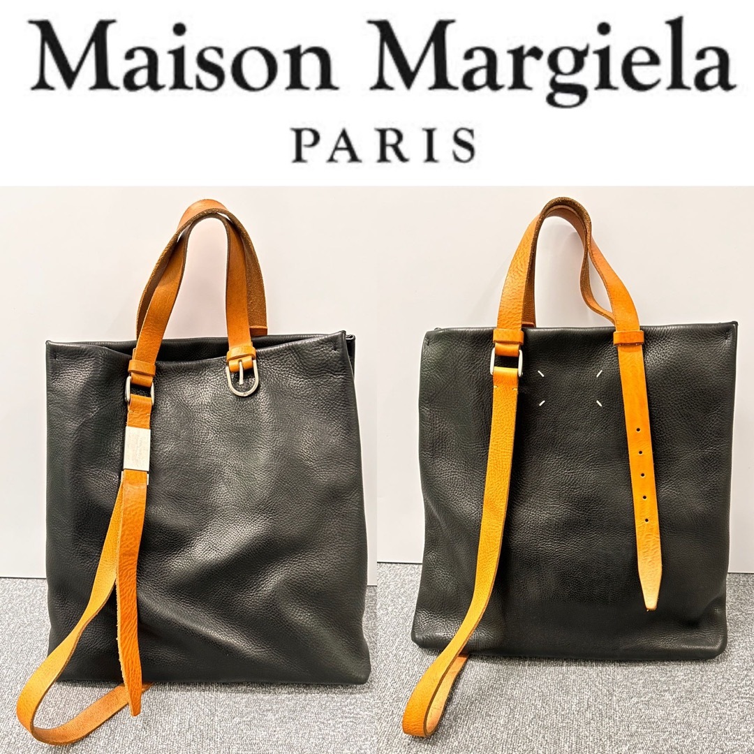 Maison Margiela 本革トートバッグ ブラック×キャメル レザー | フリマアプリ ラクマ