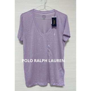 ポロラルフローレン(POLO RALPH LAUREN)のPOLO ラルフローレン　Tシャツ　Vネック　リネン　米国購入　新品(Tシャツ(半袖/袖なし))