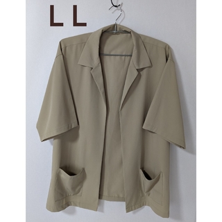 オーバーサイズ 5分袖 ジャケット オープンカラーシャツ ボタンなし LL XL(シャツ/ブラウス(半袖/袖なし))