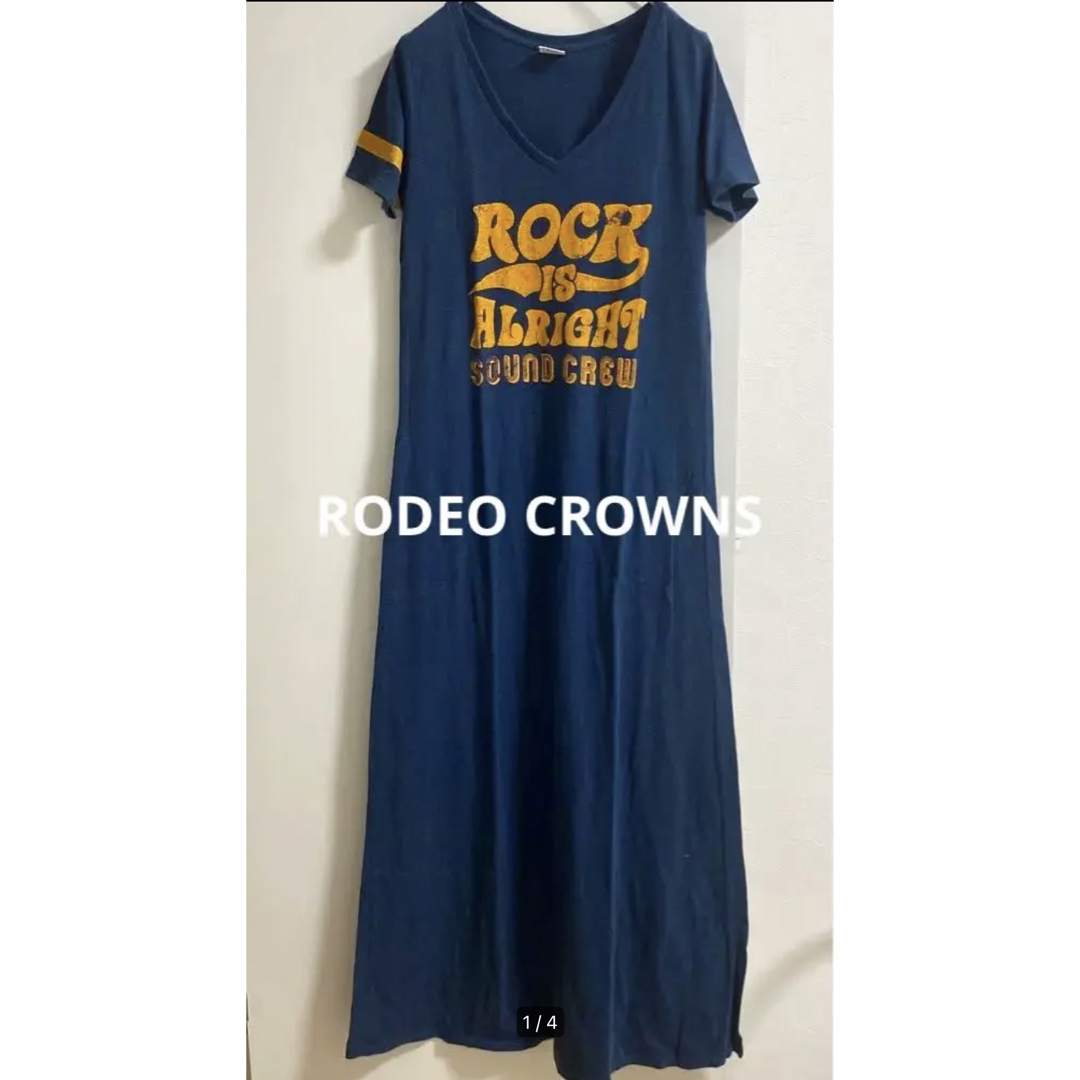 RODEO CROWNS(ロデオクラウンズ)のロデオクラウンズ　マキシワンピース　Tシャツワンピ　Vネック　古着風 レディースのワンピース(ロングワンピース/マキシワンピース)の商品写真