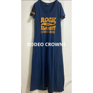 ロデオクラウンズ(RODEO CROWNS)のロデオクラウンズ　マキシワンピース　Tシャツワンピ　Vネック　古着風(ロングワンピース/マキシワンピース)
