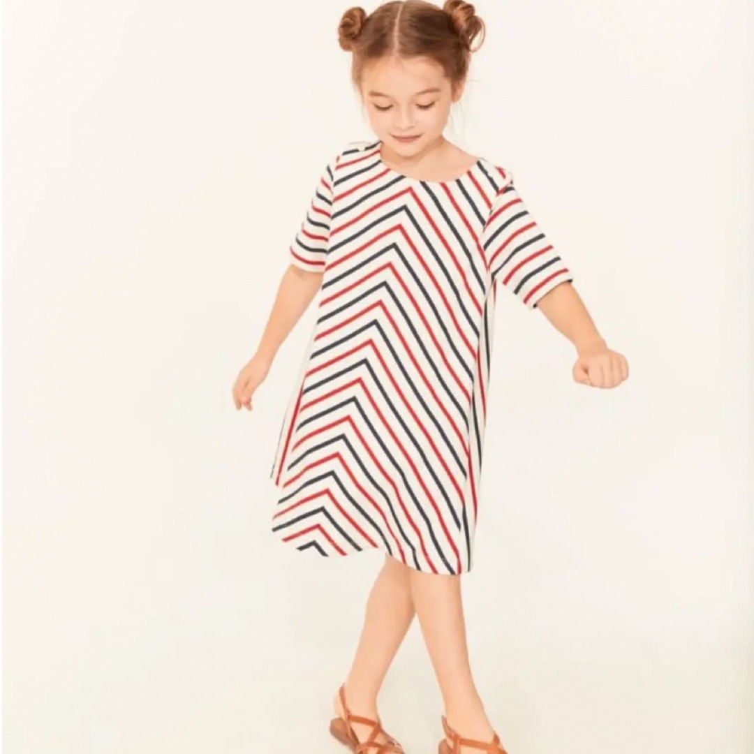 PETIT BATEAU(プチバトー)のプチバトー　トリコロールマリニエールワンピース キッズ/ベビー/マタニティのキッズ服女の子用(90cm~)(ワンピース)の商品写真