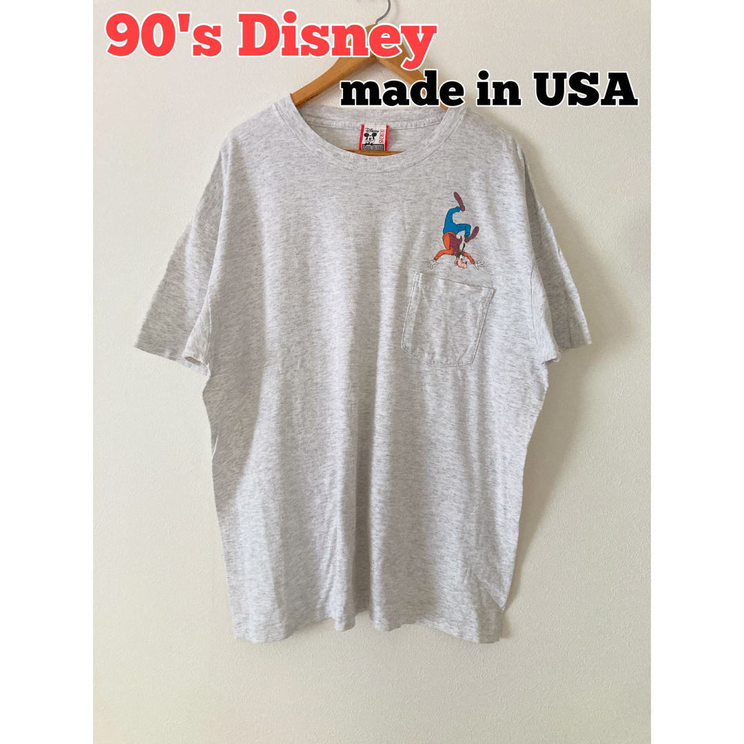 90's 　Disney ディズニー　Tシャツ　ポケT グーフィーTシャツ