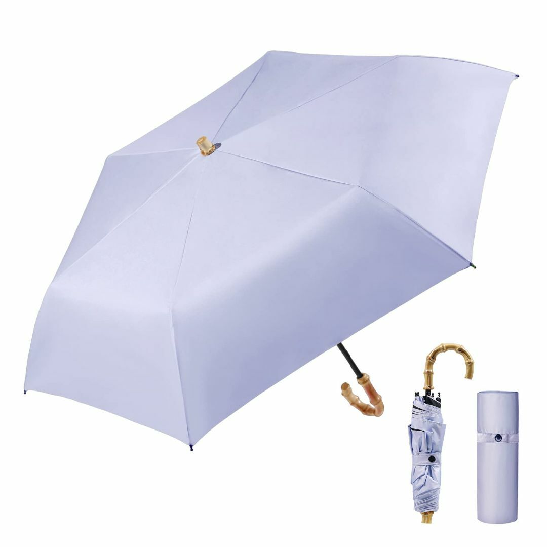【色: パープル】日傘 UVカット新登場&国内機関認証EMOILY 折りたたみ傘