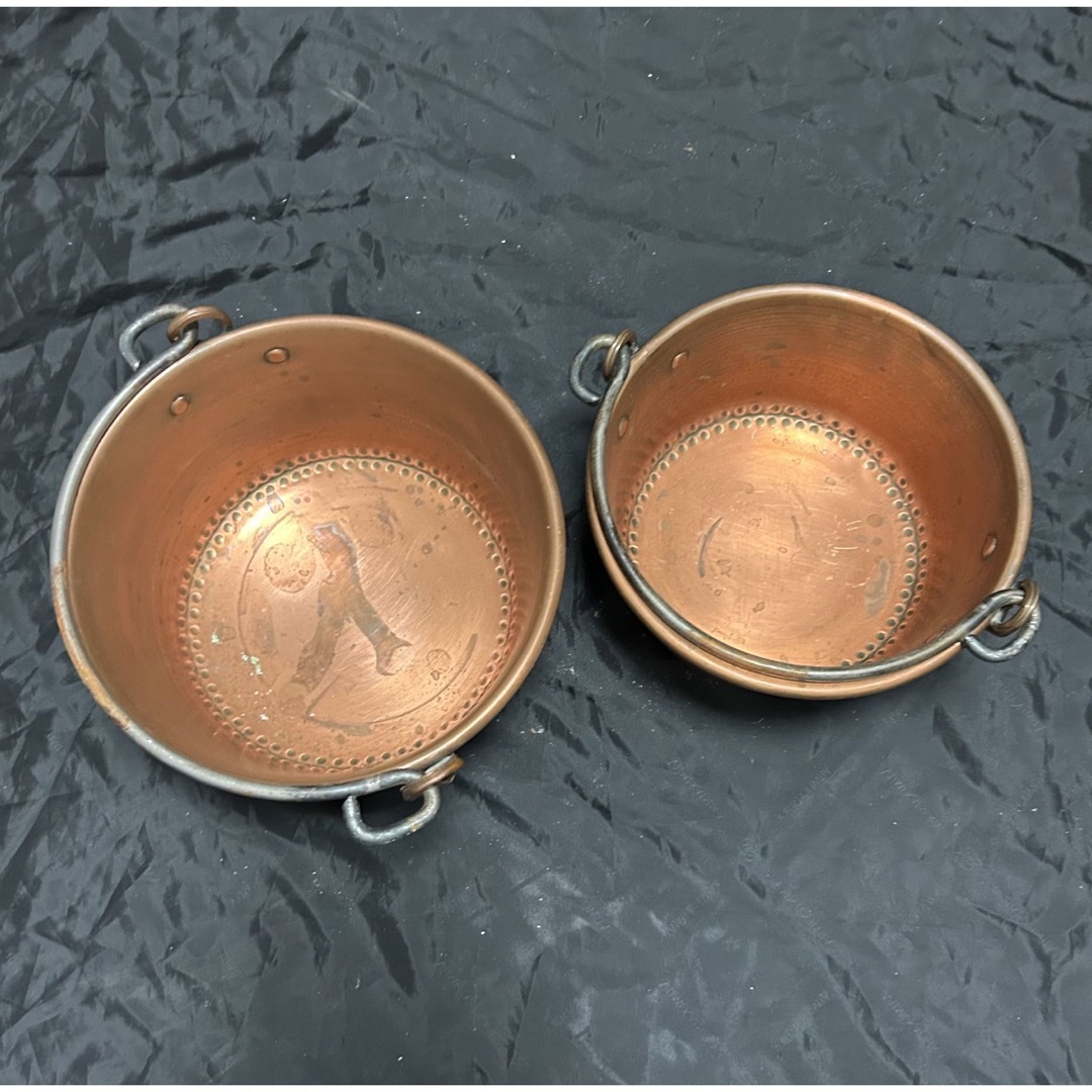 銅製 バケツ ポット フラワーポット 2個セット フランス アンティーク