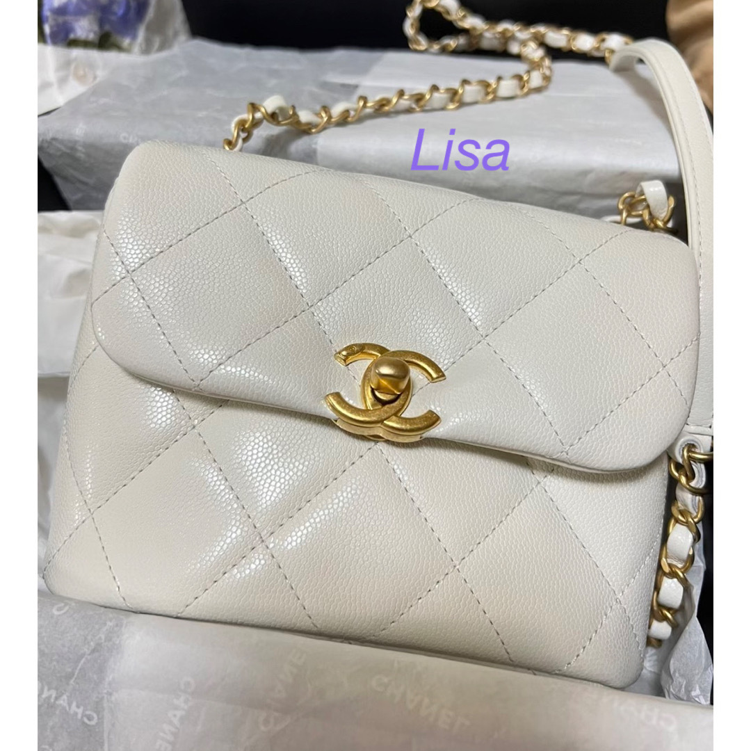 可愛い❣️CHANEL ミニ  フラップバッグ  マトラッセ　キャビア　艶加工