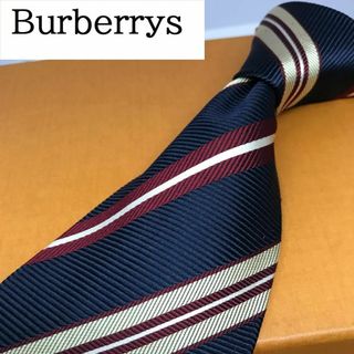 バーバリー(BURBERRY)の美品★ バーバリーズ★ 有名 ブランド ネクタイ  シルク ネイビー ストライプ(ネクタイ)