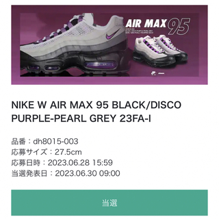 ナイキ(NIKE)の【新品未開封】Nike WMNS Air Max 95 Disco Purple(スニーカー)